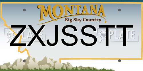 ZXJSSTT Montana License Plate