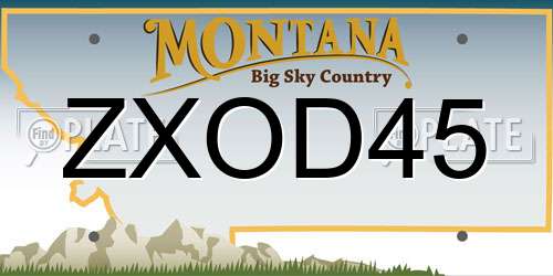 ZXOD45 Montana License Plate