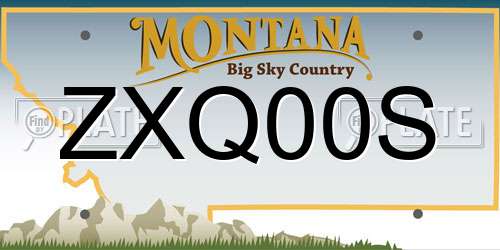 ZXQ00S Montana License Plate