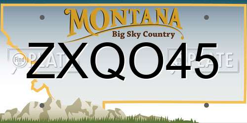 ZXQO45 Montana License Plate
