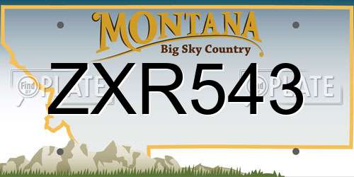 ZXR543 Montana License Plate