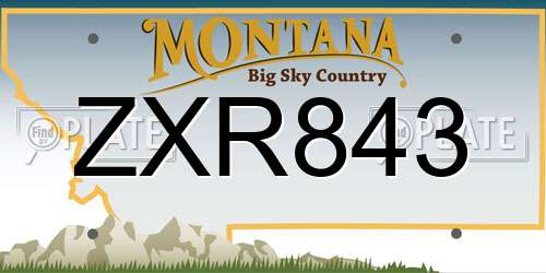 ZXR843 Montana License Plate
