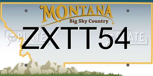 ZXTT54 Montana License Plate