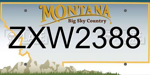 ZXW2388 Montana License Plate