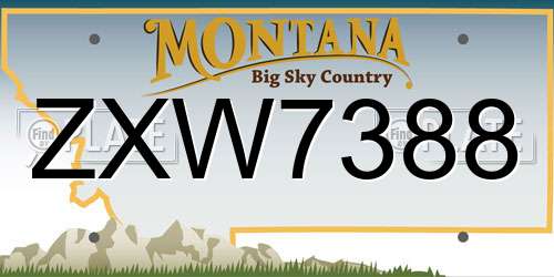 ZXW7388 Montana License Plate