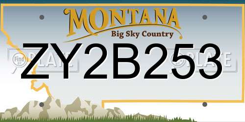ZY2B253 Montana License Plate