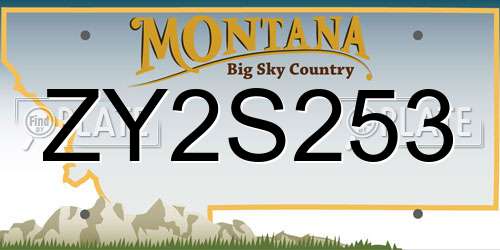 ZY2S253 Montana License Plate