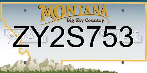 ZY2S753 Montana License Plate