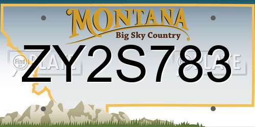 ZY2S783 Montana License Plate
