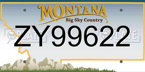 ZY99622 Montana License Plate