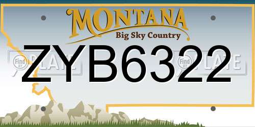 ZYB6322 Montana License Plate