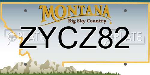 ZYCZ82 Montana License Plate