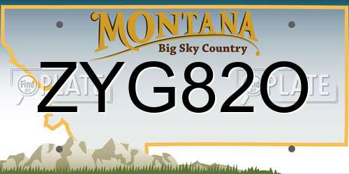 ZYG82O Montana License Plate