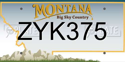 ZYK375 Montana License Plate