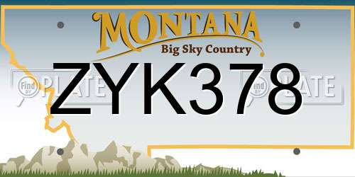 ZYK378 Montana License Plate