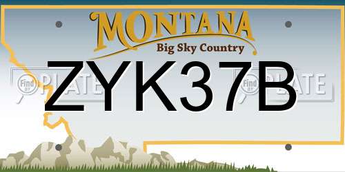 ZYK37B Montana License Plate