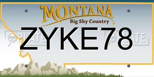 ZYKE78 Montana License Plate