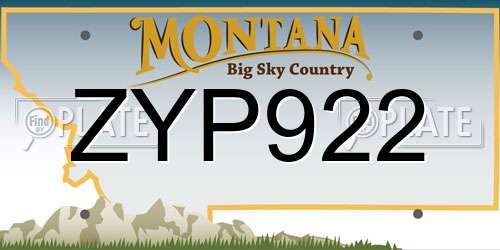 ZYP922 Montana License Plate
