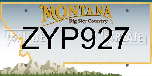 ZYP927 Montana License Plate