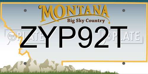 ZYP92T Montana License Plate