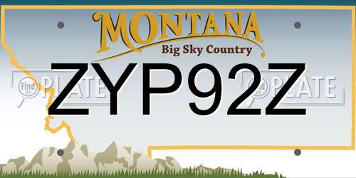 ZYP92Z Montana License Plate