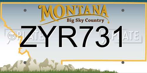 ZYR731 Montana License Plate