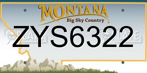 ZYS6322 Montana License Plate