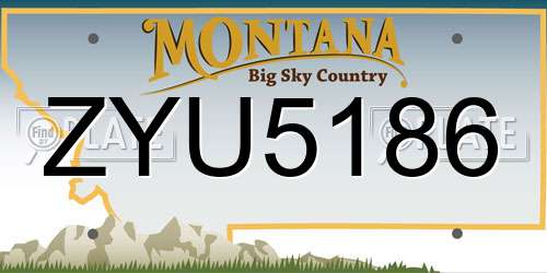 ZYU5186 Montana License Plate