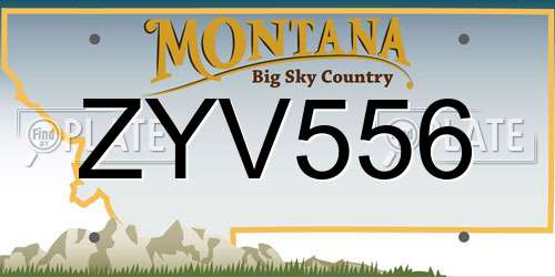 ZYV556 Montana License Plate