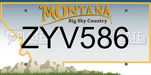 ZYV586 Montana License Plate