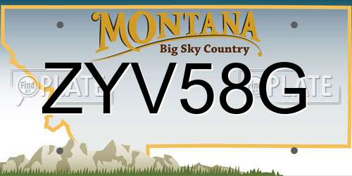 ZYV58G Montana License Plate
