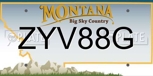 ZYV88G Montana License Plate