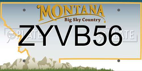 ZYVB56 Montana License Plate