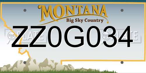 ZZ0G034 Montana License Plate