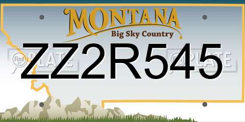 ZZ2R545 Montana License Plate
