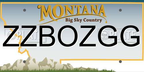 ZZBOZGG Montana License Plate
