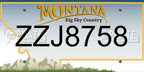 ZZJ8758 Montana License Plate