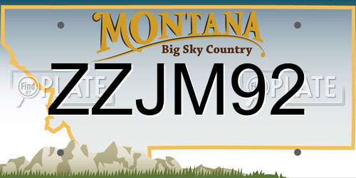 ZZJM92 Montana License Plate
