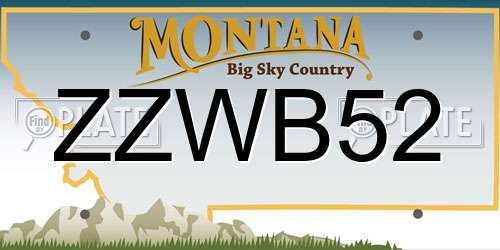 ZZWB52 Montana License Plate