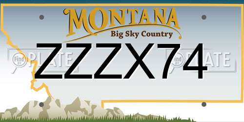 ZZZX74 Montana License Plate