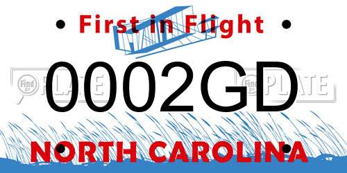 0002GD North Carolina License Plate