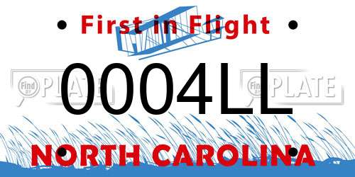 0004LL North Carolina License Plate