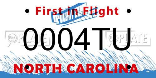 0004TU North Carolina License Plate
