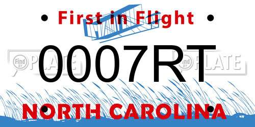0007RT North Carolina License Plate