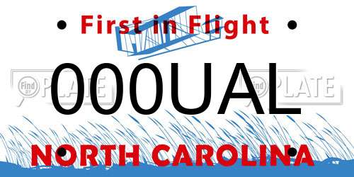 000UAL North Carolina License Plate