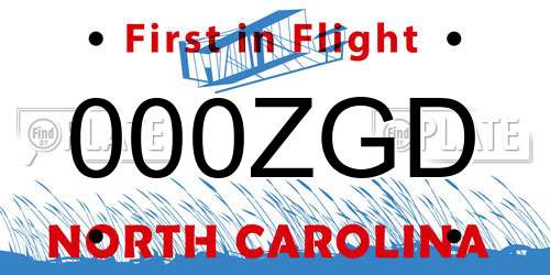 000ZGD North Carolina License Plate