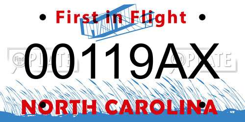 00119AX North Carolina License Plate