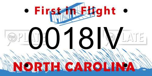 0018IV North Carolina License Plate
