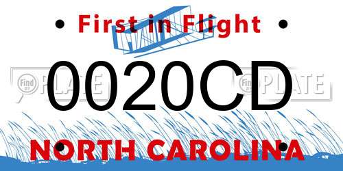 0020CD North Carolina License Plate