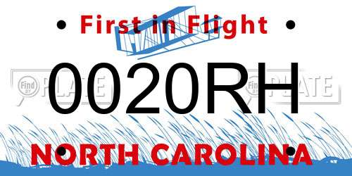 0020RH North Carolina License Plate